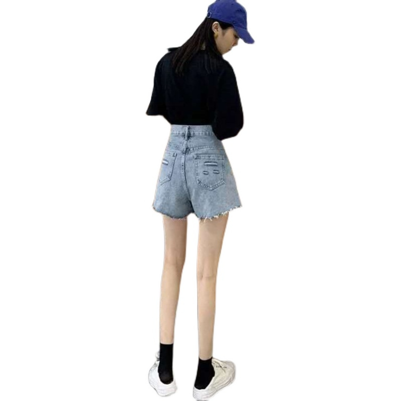 Quần Short Denim Lưng Cao Ống Rộng Thời Trang Mùa Hè Hàn Quốc Cho Nữ