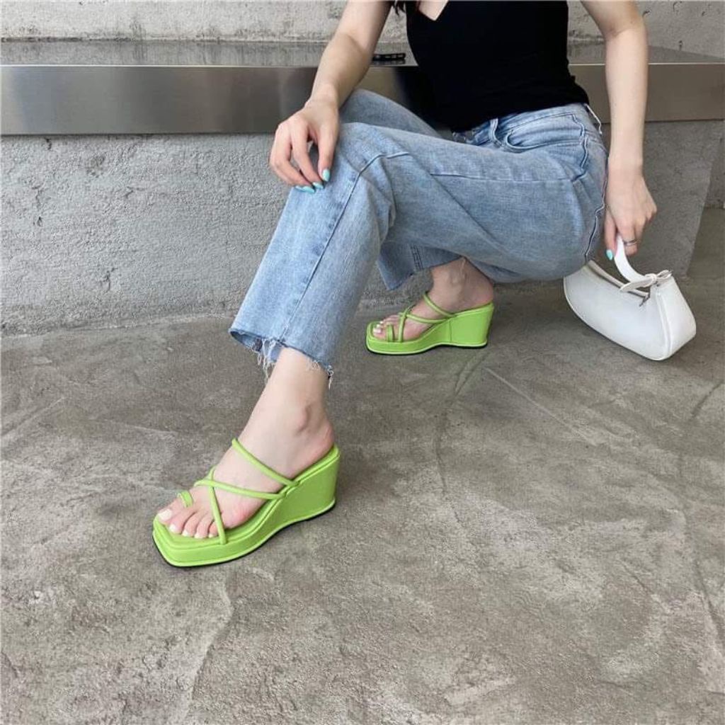 Dép xuồng xỏ ngón dây tròn siêu xinh đi làm đi chơi cực HOT 7cm