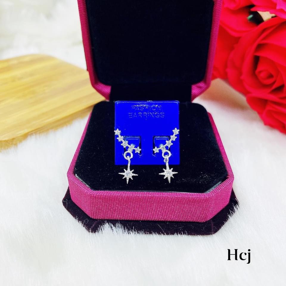 Bông tai bạc nữ, khuyên tai đính đá nhỏ xinh xắn chuẩn bạc thật - Kho sỉ bạc Nhất Linh