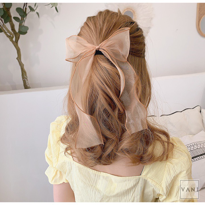 Cột Tóc Vòng Thun Đính Nơ Lớn Chất Voan Mỏng Nữ Tính Tiểu Thư - Vani Store [PKT00122]