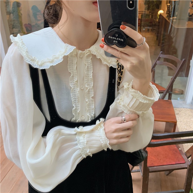 [CÓ SẴN-TPHCM] SET YẾM NHUNG ĐEN PHỐI ÁO CỔ BÈO VÀNG NHẠT