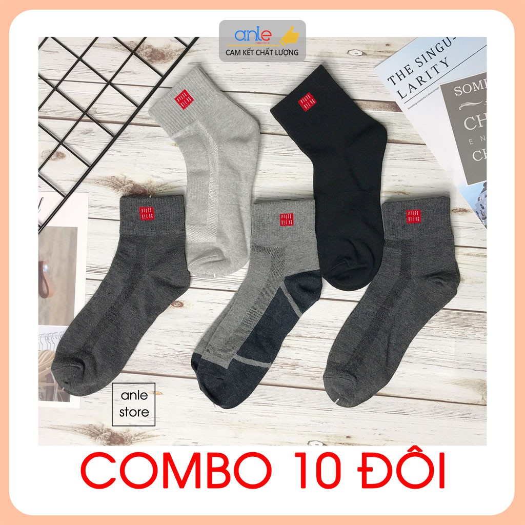 Set 10 đôi Tất nam cổ cao Vớ nam Cotton xuất Nhật khử mùi thấm hút mồ hôi - Anle Store