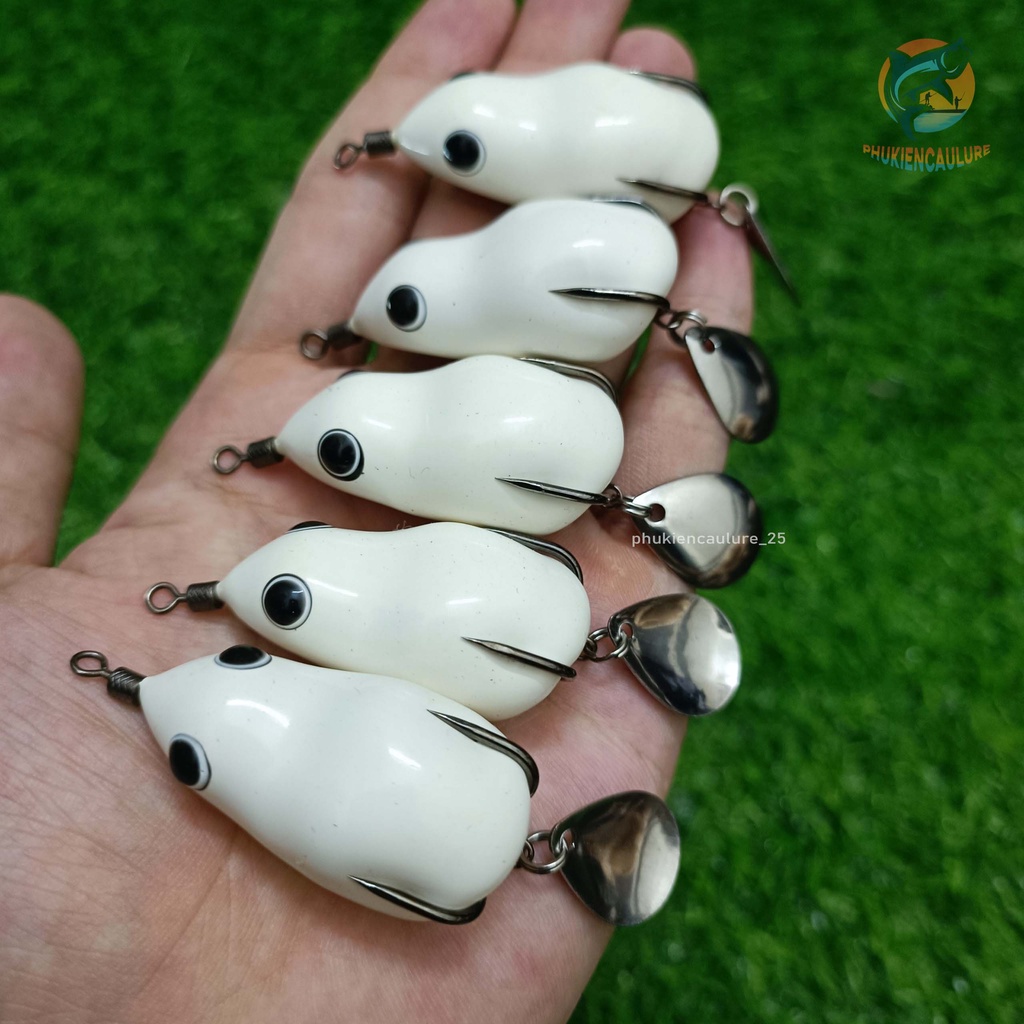 Mồi lure nhái hơi màu trắng ngọc trinh 8g đi nổi và 13g đi lửng - Mồi câu lure nhái hơi phukiencaulure