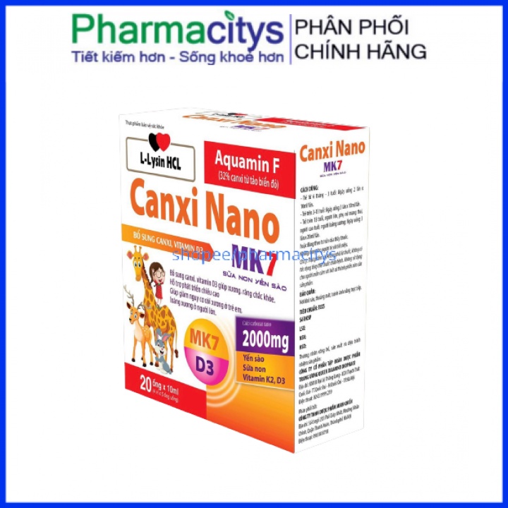 Canxi nano ống hương chiến bổ sung Canxi, Vitamin D3 giúp phát triển chiều cao ở trẻ, phòng ngừa loãng xương – 20 ống