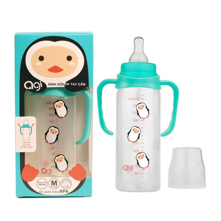 BÌNH SỮA CỔ HẸP AGI PP TAY CẦM 250ML Bình sữa agi cổ hẹp tay cầm 250 ml