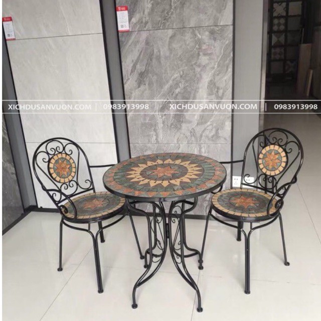 Bàn Ghế Ngoài Trời Mặt Đá Cao Cấp BG01