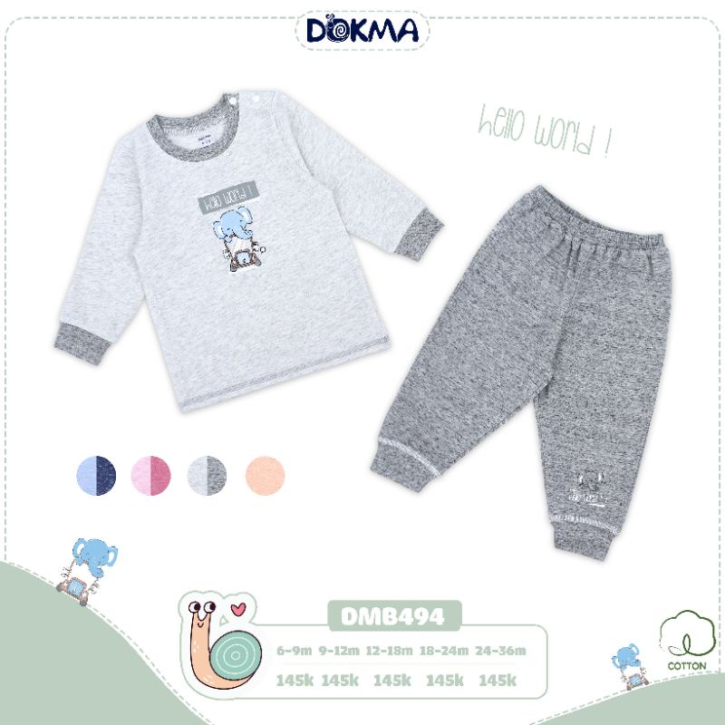 Dokma 2022 - Bộ cài vai dài tay cho bé trai họa tiết cho bé trai, bé gái từ 6 tháng đến 3 tuổi