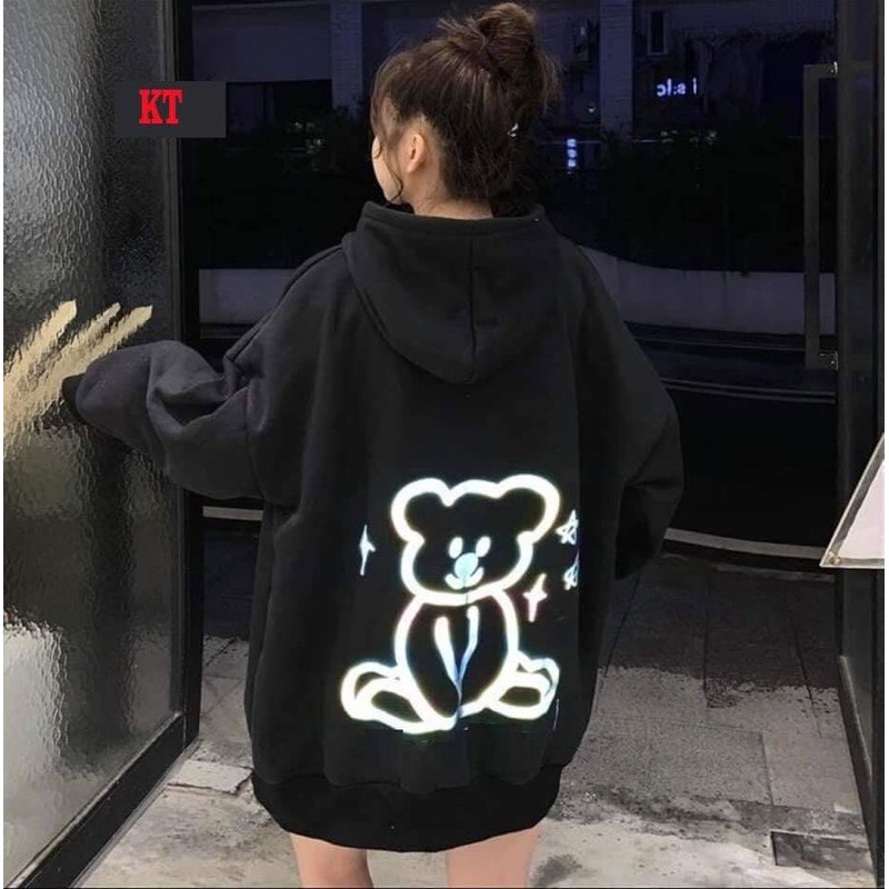 áo hoodie nỉ gấu lưng phản quang 7 màu chất đẹp, áo hodie phản quang bảy màu chất nỉ bông cotton