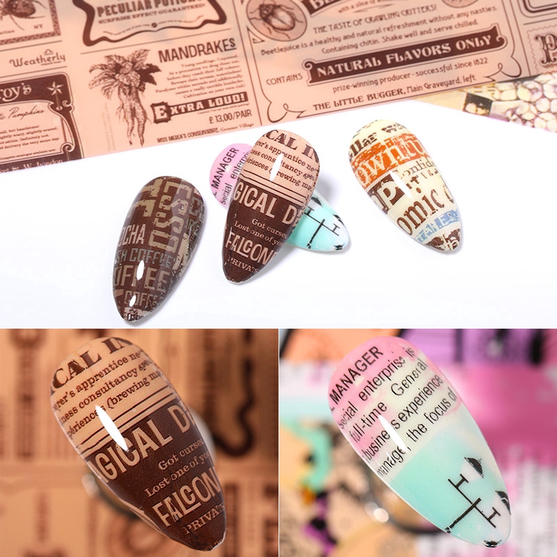 [Hàng mới về] Bộ giấy dán trang trí móng tay hình chữ retro