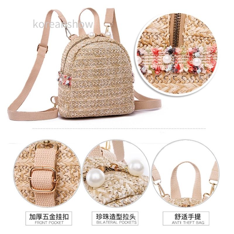 Hàng Có Sẵn Ba Lô Đan Mây Mini Phong Cách Hàn Quốc Cho Nữ