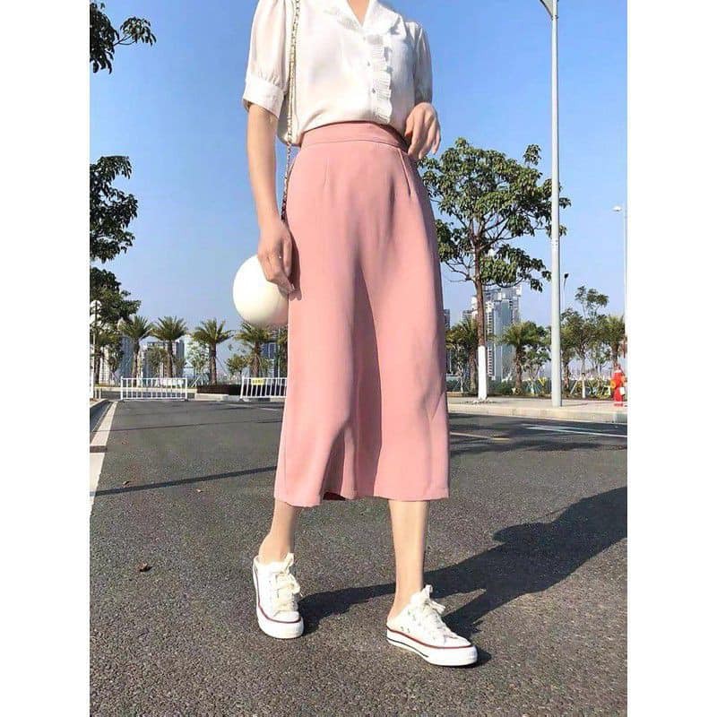 M11H- Chân váy midi A dáng dài xẻ sau màu hồng xinh xắn