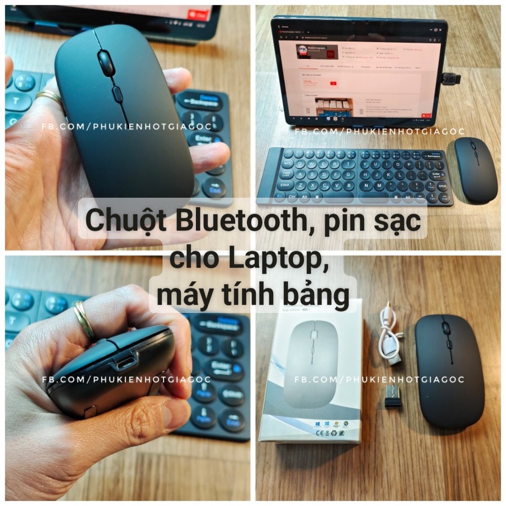 Chuột bluetooth sạc lại nhiều lần cho Laptop, máy tính , kết nối USB OTG / không dây cho máy tính bảng , điện thoại