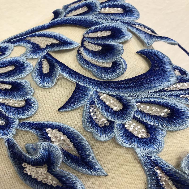 1 Bộ Miếng Vá Váy Cưới Thêu Hình Hoa Bồ Đề 3D Đính Kim Sa Lấp Lánh