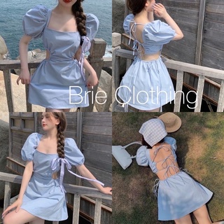 Đầm BRIE CLOTHING babydoll cột lưng khoét eo tay bồng cổ vuông