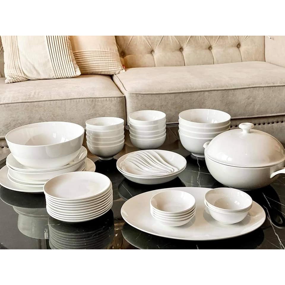 Set bát sứ Imperial 50 món trắng trơn