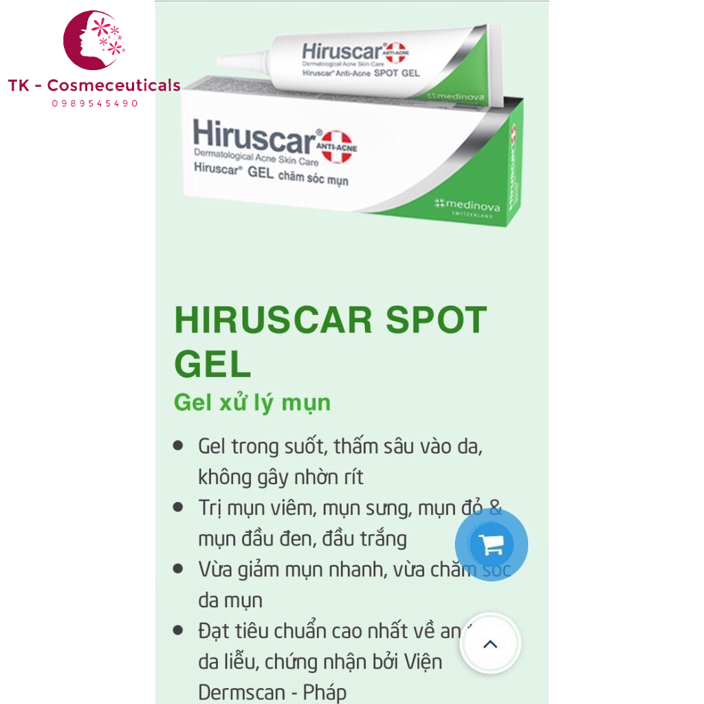 Hiruscar Gel Làm Mờ Sẹo, Thâm Mụn Cải Thiện Sẹo Vừa, Sẹo Lõm, Sẹo Thâm - Người Lớn, Trẻ Em - 10g