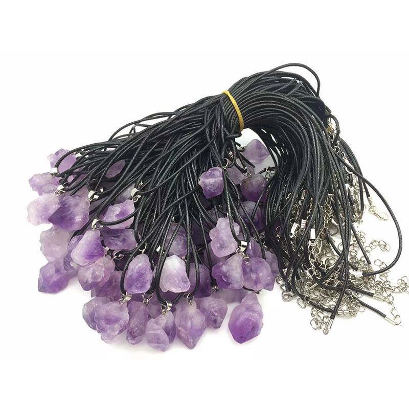 Vòng cổ Mặt Đá Thạch Anh Tím Brazil Hình Dạng Không Đối Xứng