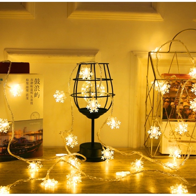 Dây Đèn Led Trang Trí Hoa Tuyết 5m 50 Bóng 2 Chế Độ Sử Dụng Pin Đèn Decor Phòng Tiệc Nhà Hàng Khách Sạn Haochi