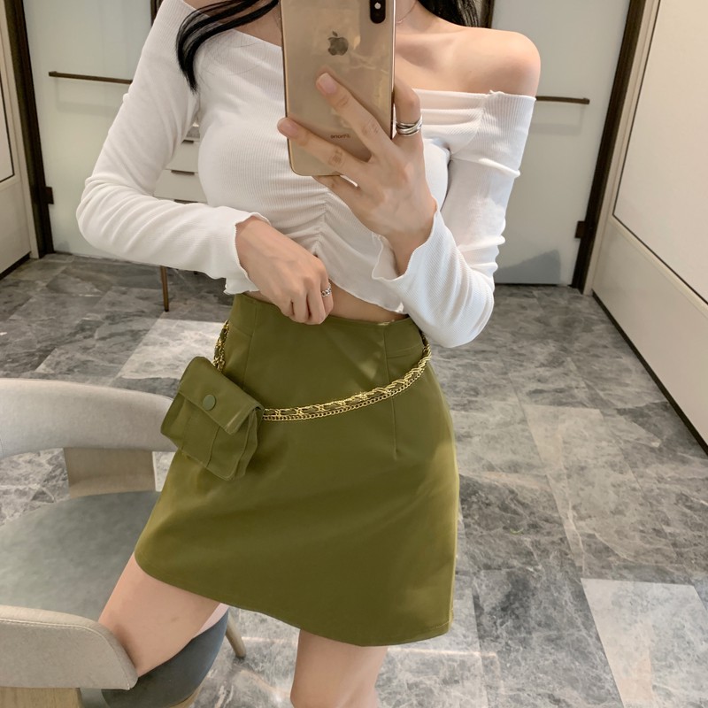(SẴN ĐEN) CHÂN VÁY DA LƯNG CAO NỮ ULZZANG (TẶNG KÈM TÚI ĐEO LƯNG) | BigBuy360 - bigbuy360.vn