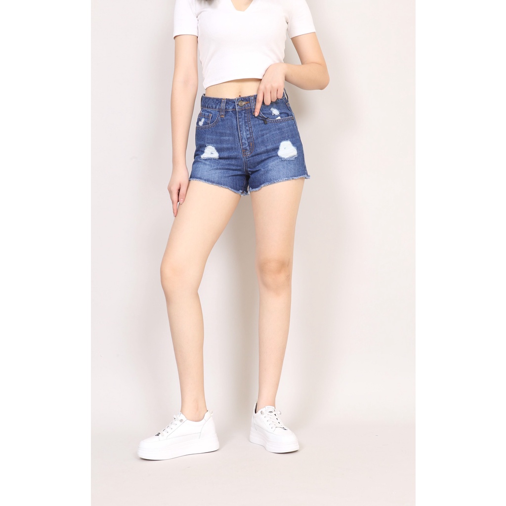 Quần Short Jean Nữ rách coton gấu tua  CT Jeans