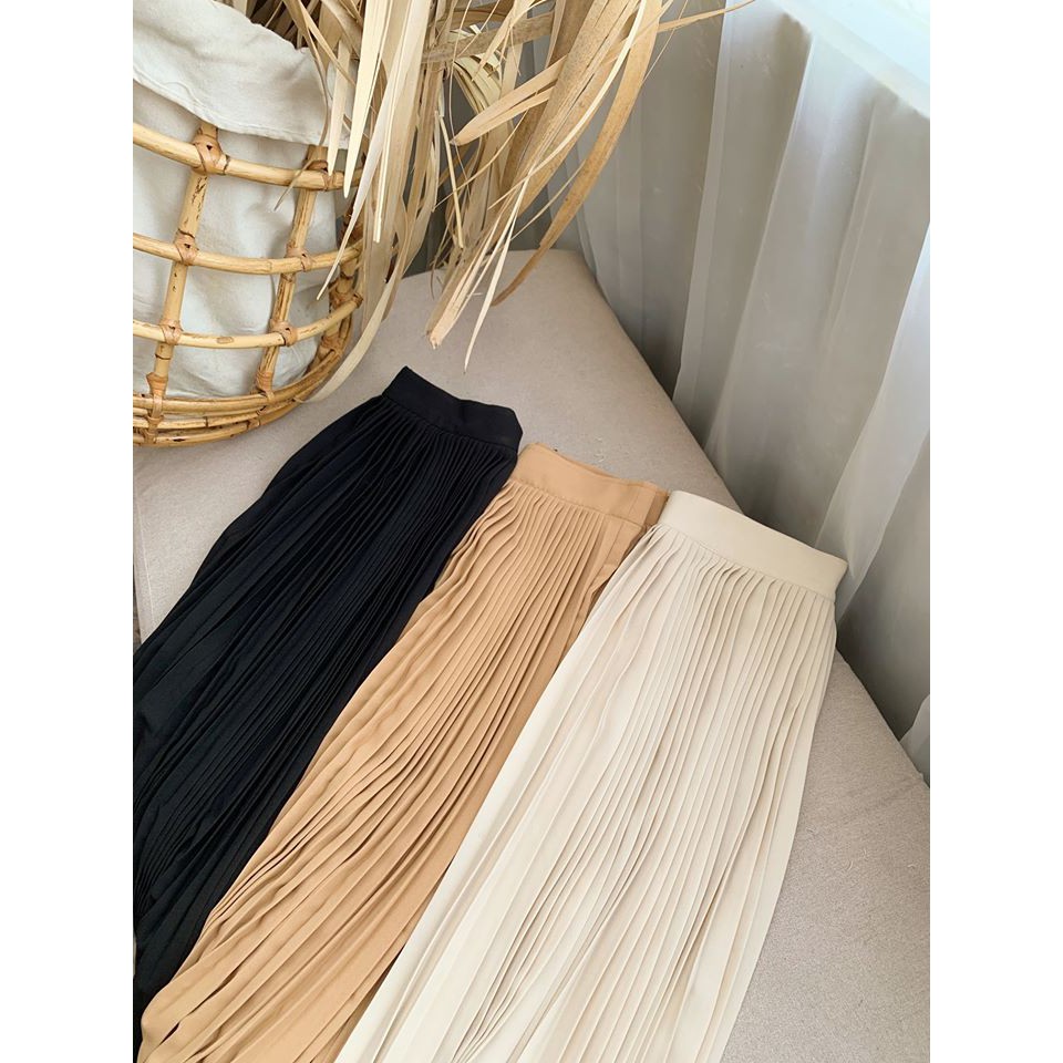 Chân váy xếp li CHARMO dáng dài chất lụa mịn Pleated Skirt | BigBuy360 - bigbuy360.vn