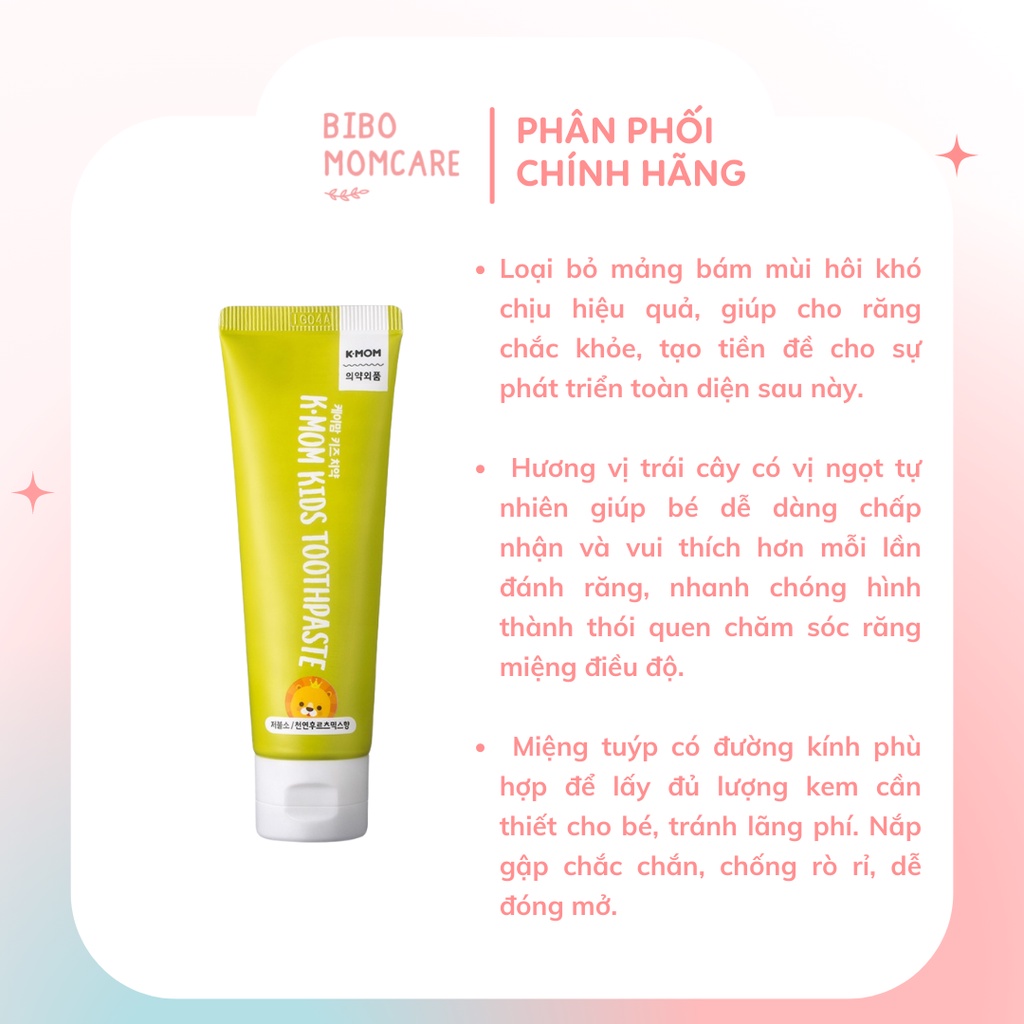 Kem Đánh Răng Hữu Cơ K-Mom 2-12 tuổi 50g Loại Ít Flouride