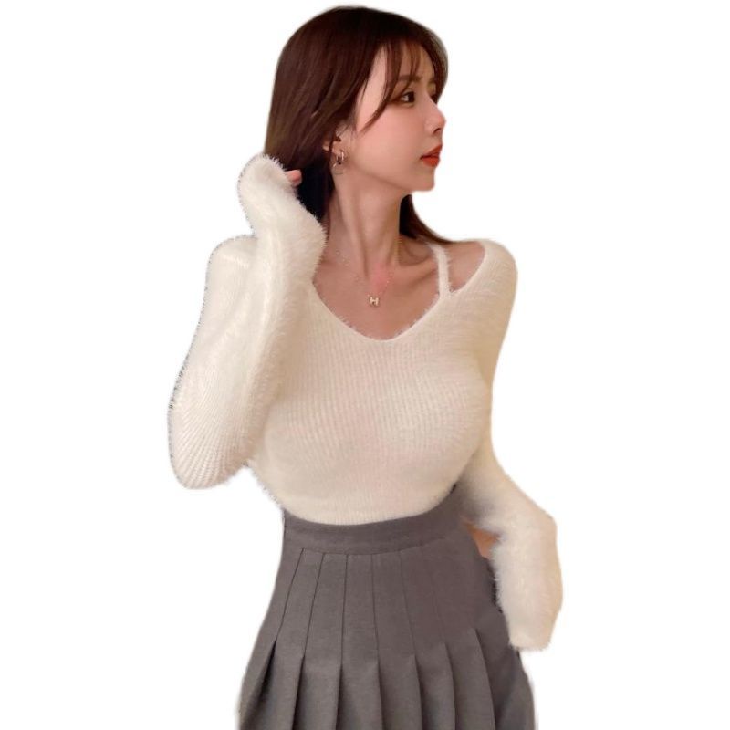 Áo dệt kim Pure Cube dáng rộng trễ vai gợi cảm cho nữ