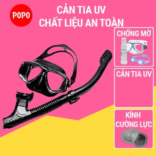 Bộ kính lặn ống thở, mắt kiếng lặn bằng kính cường lực, ống thở ngăn nước cao cấp SPORTY