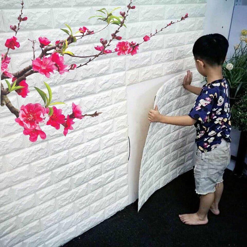 Xốp dán tường 3d màu trắng 8k