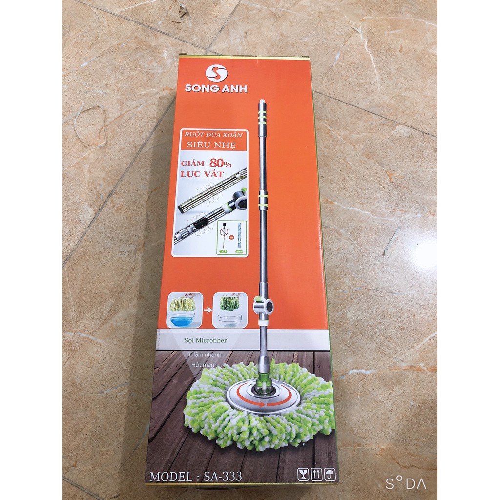 Cây Lau Nhà Inox, Chổi Lau Nhà Xoay 360 Độ Siêu Nhẹ