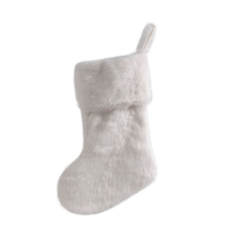 Vớ Lông Màu Trắng Treo Trang Trí Giáng Sinh