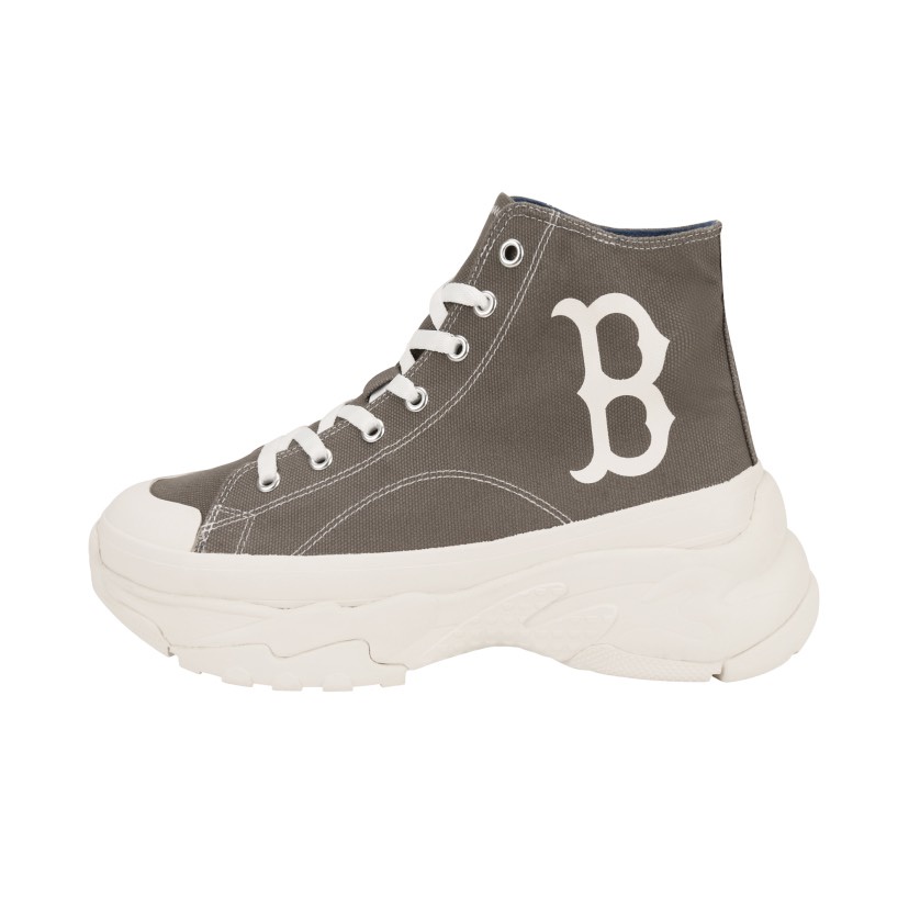 [CHÍNH HÃNG] Giày thể thao Sneaker M.L.B Chunky Canvas cổ cao logo B Red Sox màu Be Xám - CODE: 32SHU1111-43M