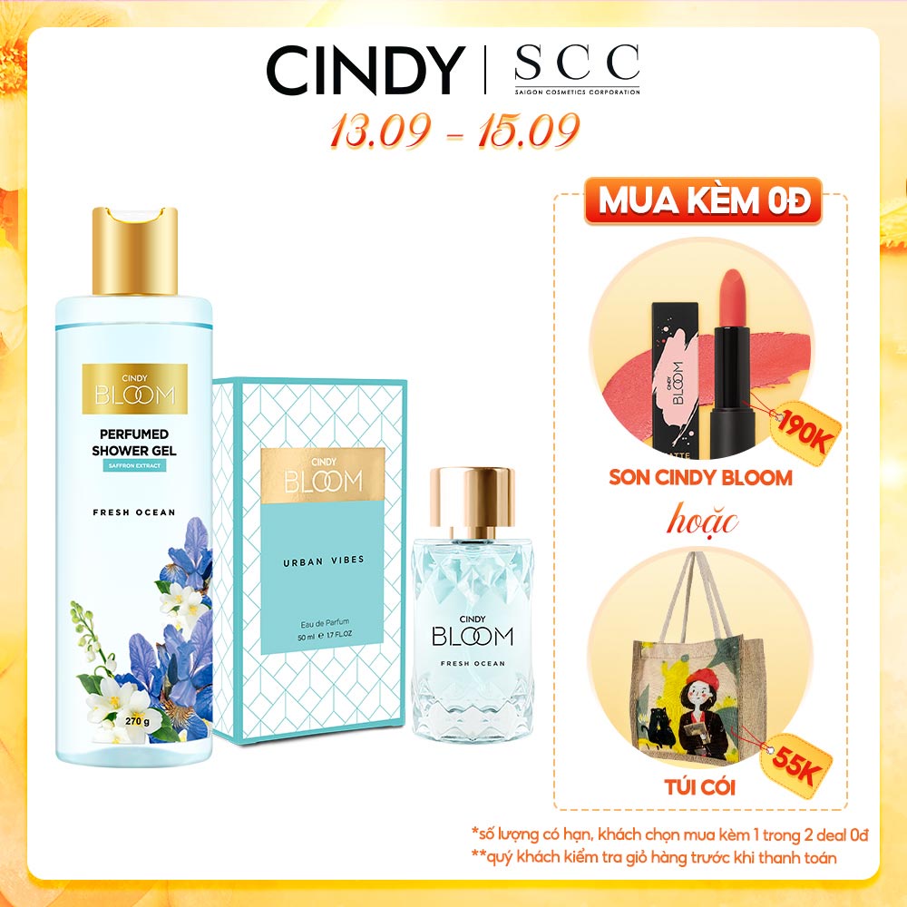  Combo Sữa Tắm Nước Hoa 270g & Nước Hoa 50ml Cindy Bloom Fresh Ocean