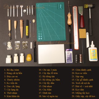 Bộ dụng cụ làm đồ da Handmade đầy đủ ~ 30 chi tiết