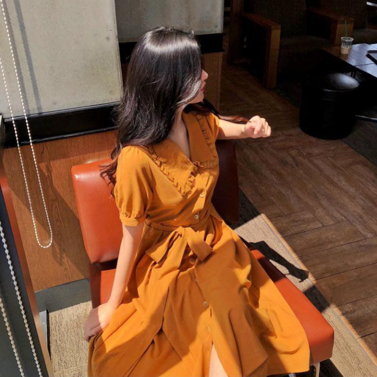 Đầm Vàng Vintage- Thiết Kế Thanh Lịch - Hàng Cao Cấp (có sẵn kèm ảnh chi tiết) | BigBuy360 - bigbuy360.vn