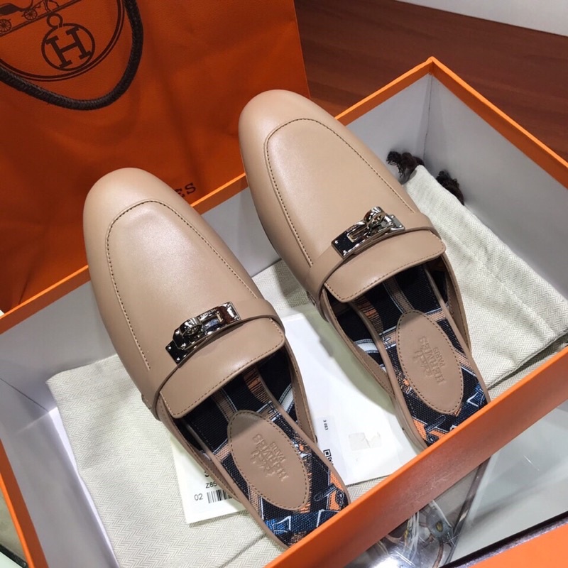 Giày sục cho nữ thương hiệu Hermes HM da thật cao cấp