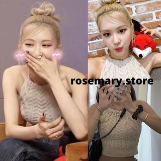 Áo len hai dây dệt kim Rose Blackpink