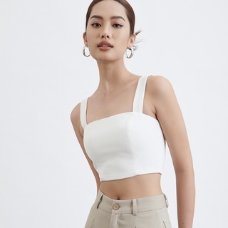 Áo 2 Dây Bản To Croptop Dây Kéo Khóa Lưng Cao Cấp Trắng và Đen - HOO DESIGN