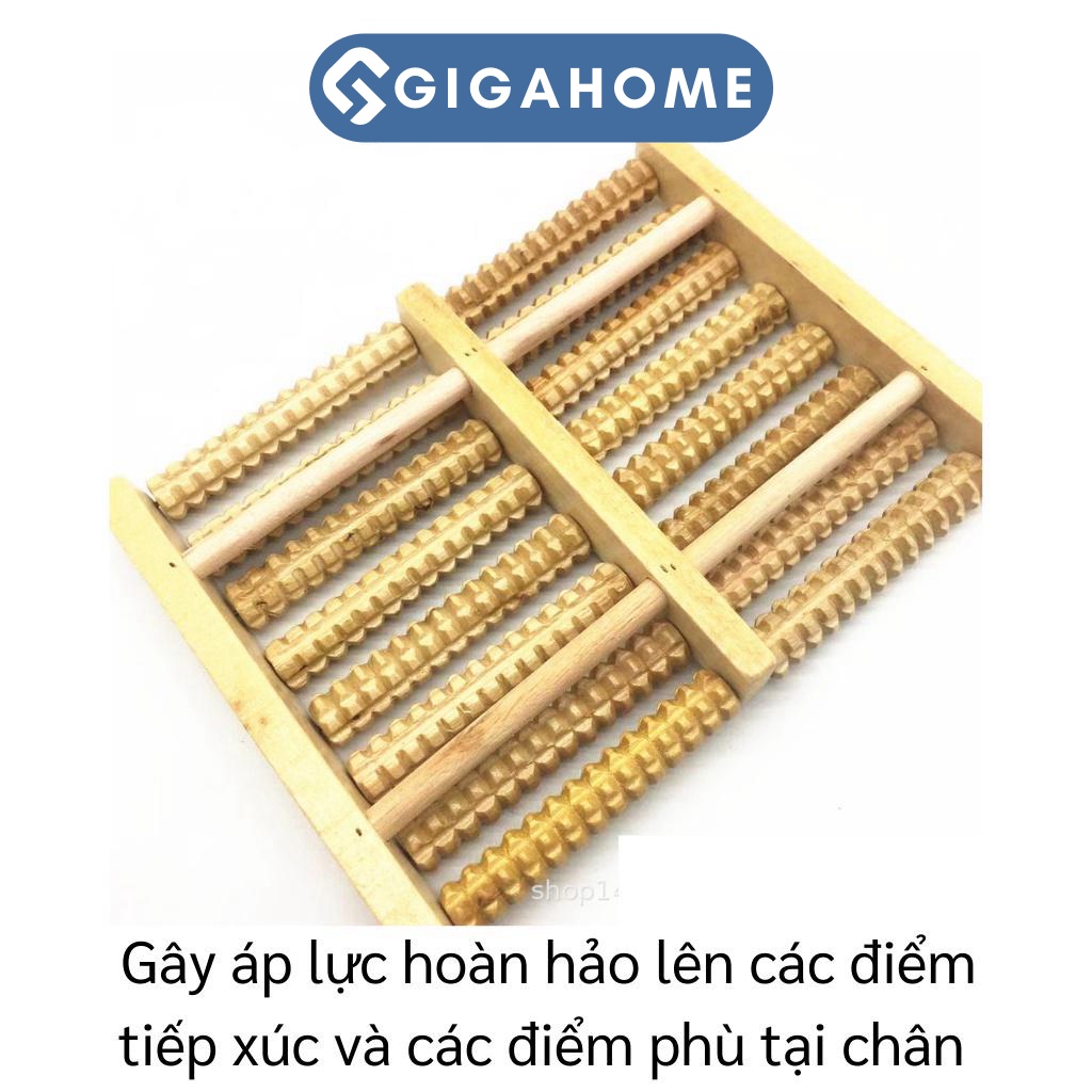 Bàn Lăn Chân Gỗ GIGAHOME Bấm Huyệt, Massage Chân 8 Hàng 9662