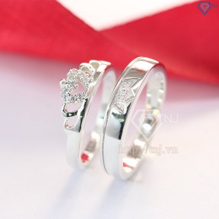 Nhẫn đôi bạc nhẫn cặp bạc đẹp King Queen đơn giản