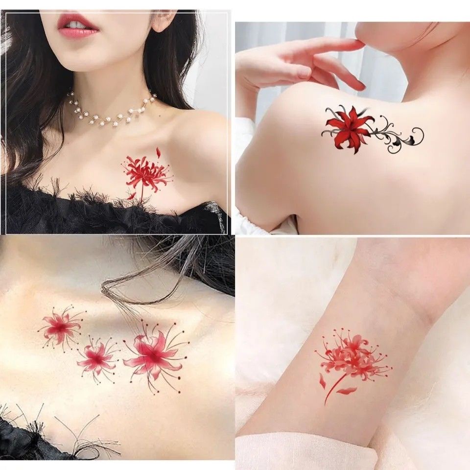 Miếng Dán Hình Xăm 3D Họa Tiết Hoa Nhỏ Kháng Nước Lâu Trôi