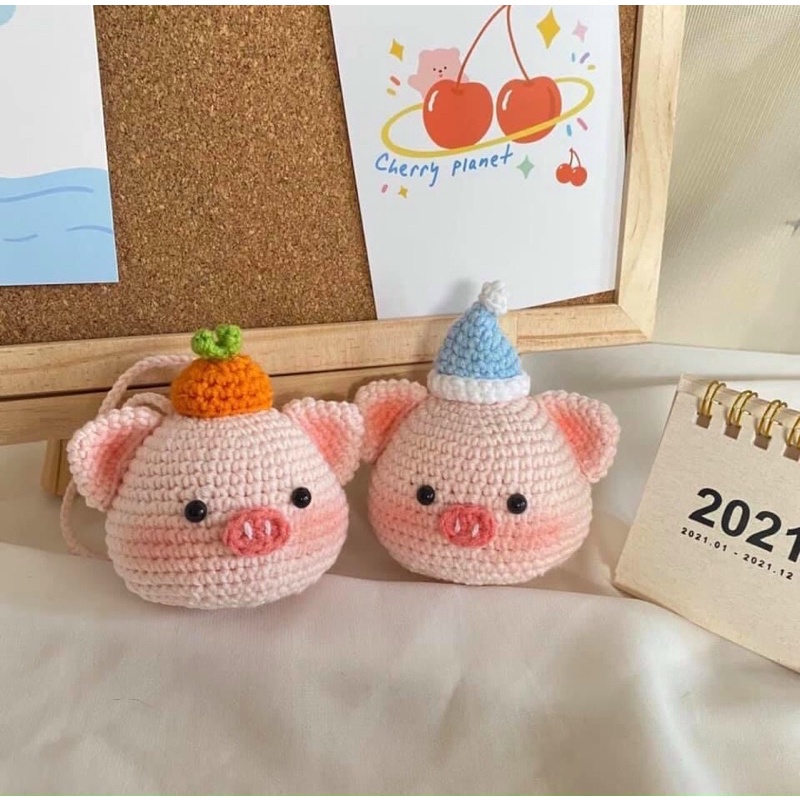 Móc Khoá Heo Bằng Len Nhồi Bông - Thú Bông Handmade Đan Móc Thủ Công Làm Bằng Tay