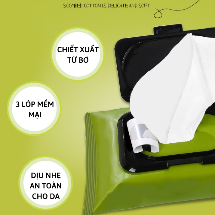Khăn giấy ướt tẩy trang dùng một lần bông tẩy trang tinh dầu bơ sạch sâu an toàn cho da PK914