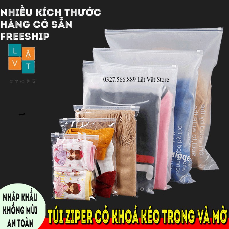 Túi Ziplock, Zipper 3A 12 kích thước nhựa có khoá kéo trong và đục có thiết kế logo đựng đồ tiện lợi, đựng đồ dơ