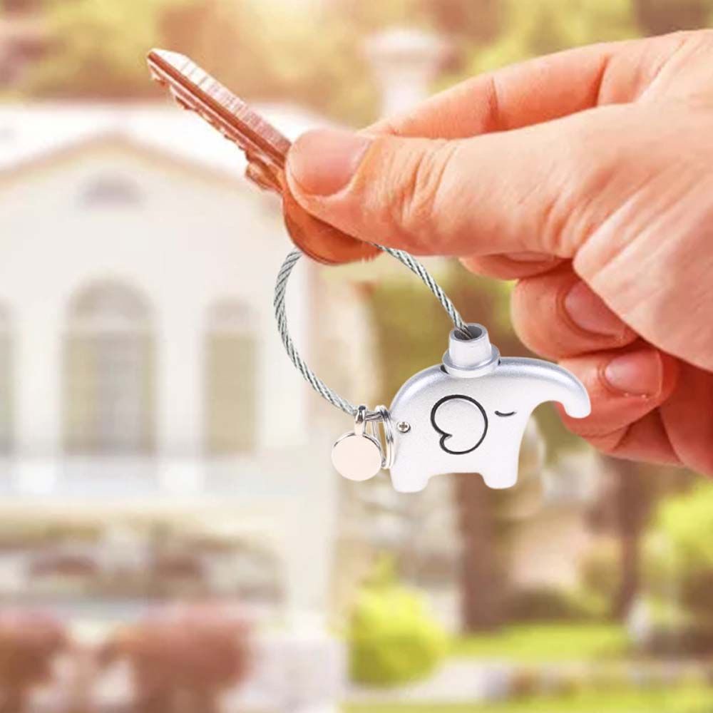 Móc khóa dây kim loại hình chú voi dễ thương dành cho cặp đôi