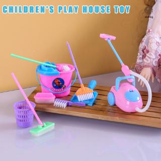 9 Pcs/Set Kid Pretend Play Mini Housekeeping Tools Kitchen Home Cleaning Broom Brush Toy