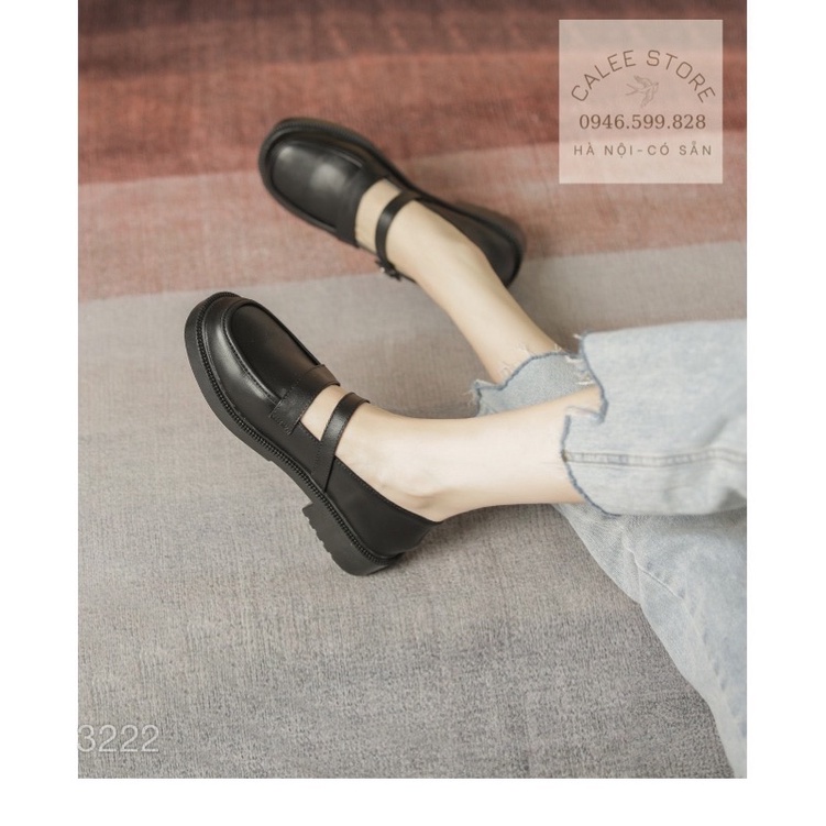 Giày Sandals Da Mềm nữ lolita đế 3cm, Giày búp bê quai trên màu đen trắng kem mũi tròn ulzzang hàn quốc CÓ SẴN