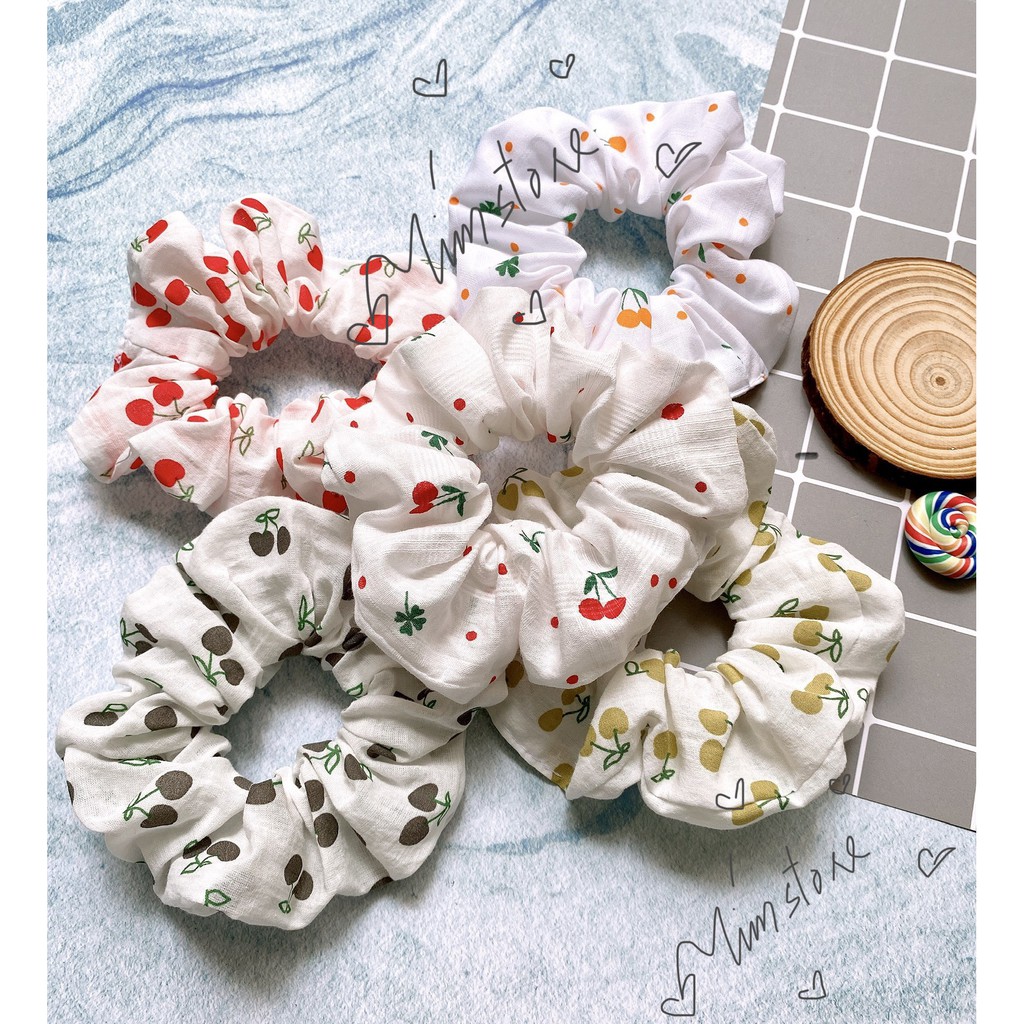 {Ảnh thật} CỘT TÓC VẢI SCRUNCHIES CHERRY M3- THỜI TRANG NỮ XINH GIÁ RẺ