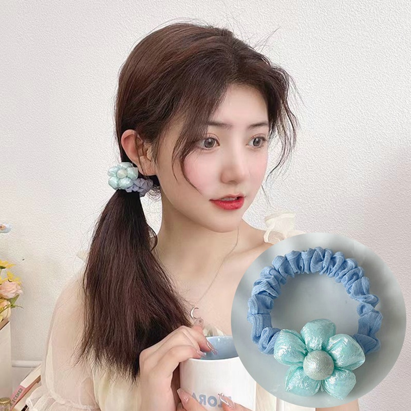 Dây Cột Tóc Co Giãn Đính Hoa Thời Trang Hàn Quốc Cho Nữ