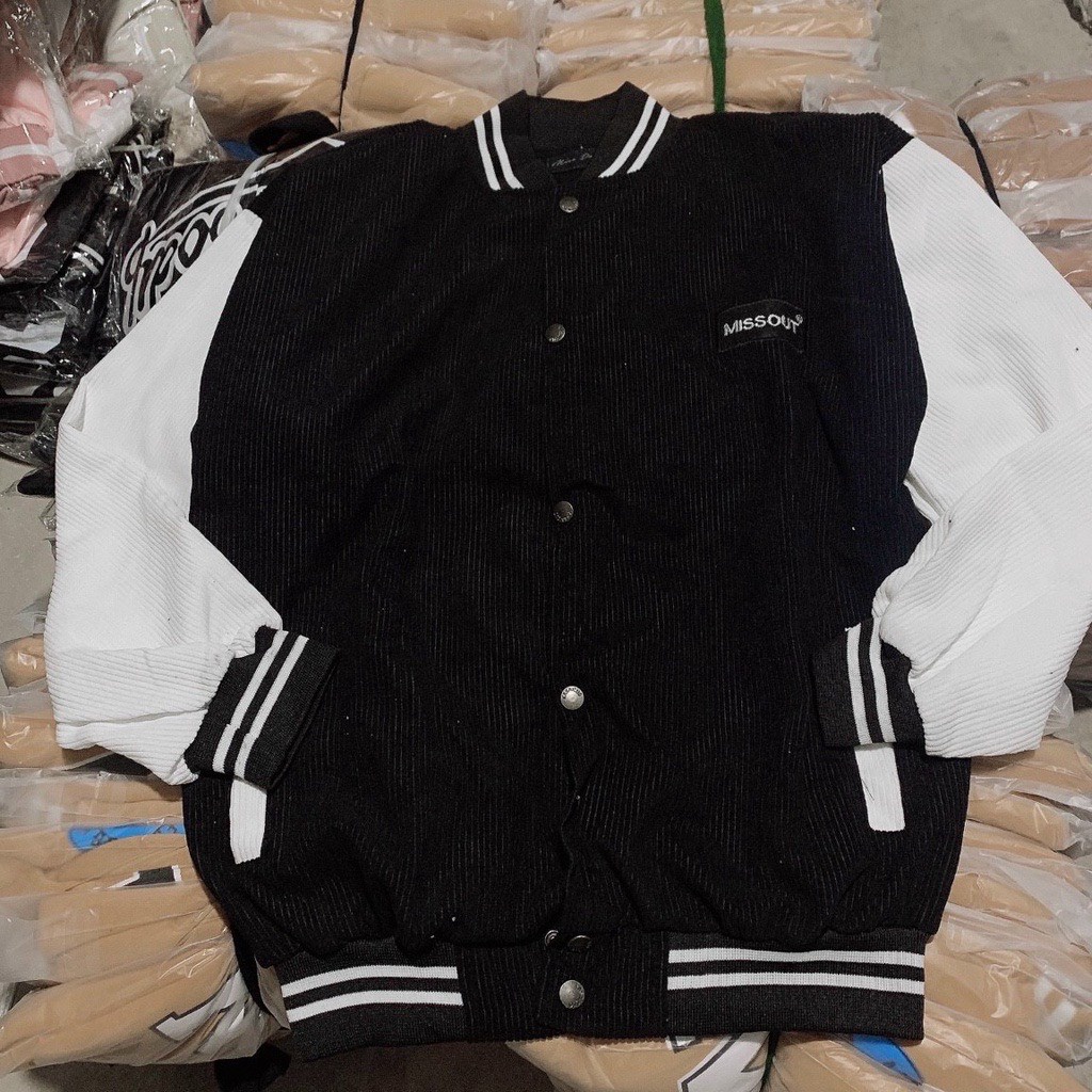 Áo khoác Bomber Jacket nam nữ nhung gân tăm logo Misout Varsit mặc cực đẹp CoolStore 430